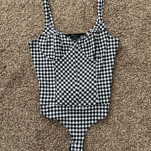Dynamite Monochrome Checkered Top